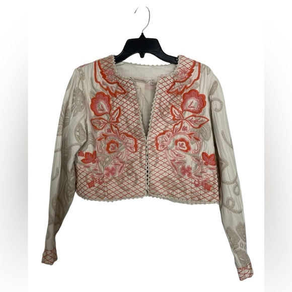 Soft Surroundings Twin Garlands Bolero Jacket Cropped Beaded Embroidered Sz M - Picture 1 of 13